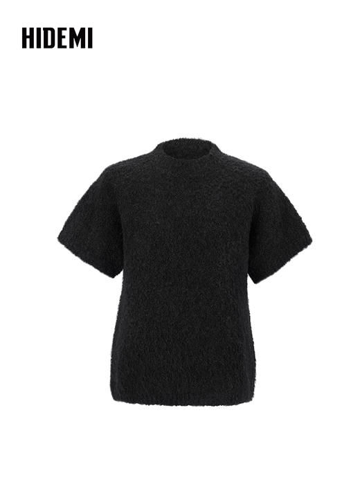 HIDEMI 极简圆领短袖羊毛圈圈纱针织上衣 商品图6