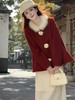 羊毛双面呢红色大衣2025冬套装裙斗篷外套 商品缩略图1