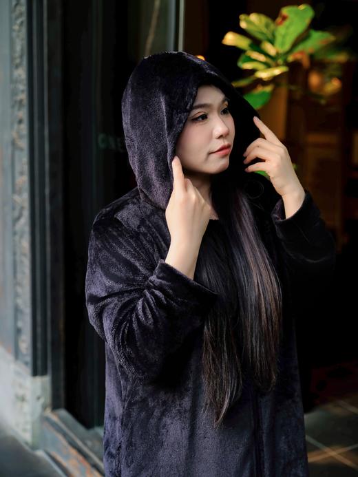 一周发货【家居服】270g特厚双面绒保暖伴侣 ✅长款加厚，双面绒，不臃肿✅L-5XL全尺码，藏蓝/黑/棕三色可选 ✅双侧口袋+双向拉链，实用又方便🏡宅家、办公、遛弯，一件搞定温暖！95%涤纶5%氨纶 商品图12