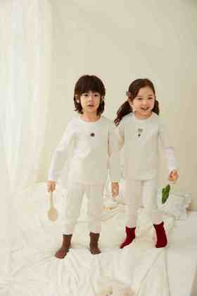 蕾蒂巴蒂 雪花舒绒男女童套装无骨家居服打底内衣套装男女童装