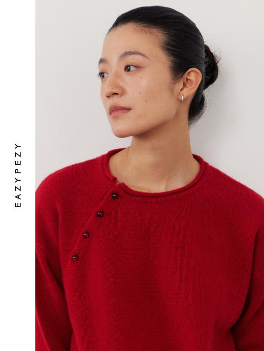 新中式斜门襟羊绒衫 商品图0