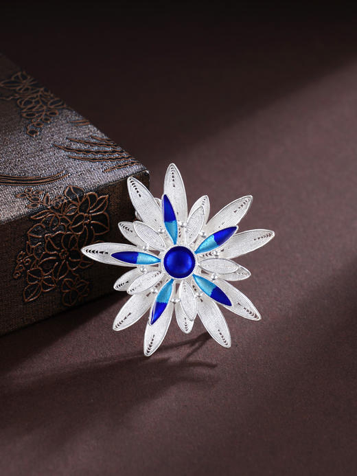 子佩集S990银【惜琼花】胸针【MXXZ008】纯银花丝珐琅彩2412 商品图2