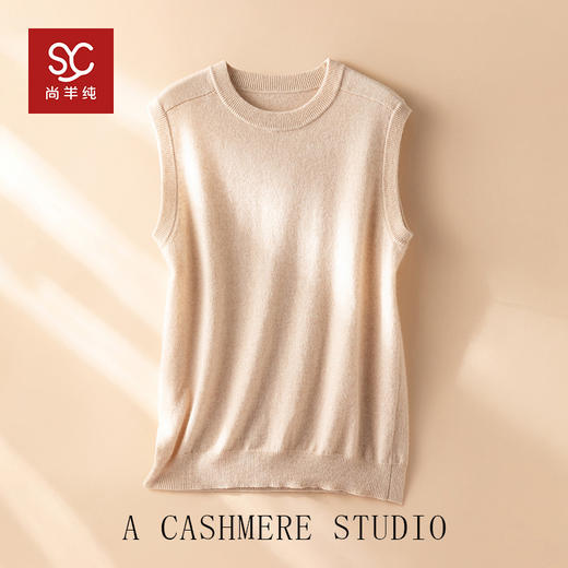 加分单品！圆领baby小山羊绒马甲女宽松纯羊绒坎肩针织背心 商品图0