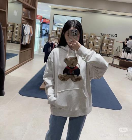 D120210毛巾绣涂鸦熊连帽卫衣男女同款可爱风减龄上衣25年秋韩系 商品图5