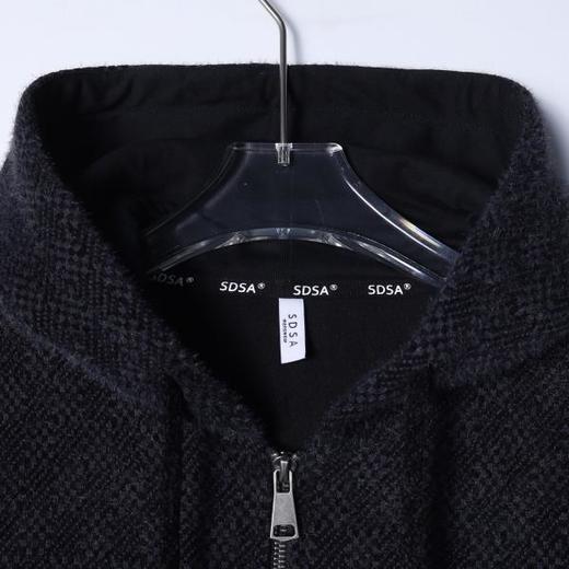 SDSA男士秋冬新款痞帅男装潮牌简约提花绒毛拉链开衫卫衣外套百搭 商品图1