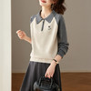 撞色POLO领针织毛衣，厚款职业气质妈妈保暖上衣CC-27-25270 商品缩略图2