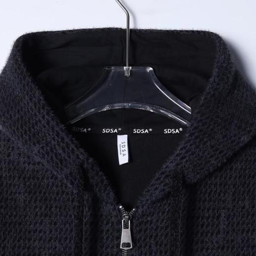 WT301SDSA男士秋冬新款痞帅男装时尚简约绒毛小格子拉链连帽卫衣百搭潮 商品图2