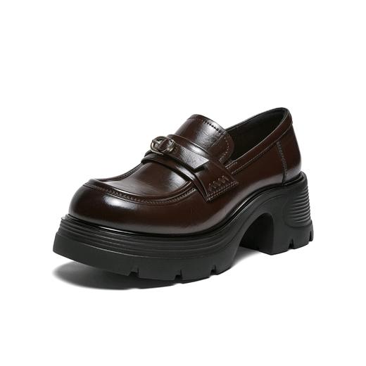 【云粉节】BF楼百思图2026春季新款英伦乐福鞋小皮鞋厚底粗跟女单鞋CV339AA6吊牌价859.现价469 商品图1