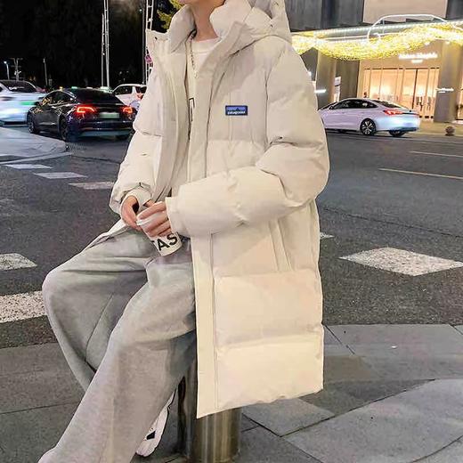 D120218冬季百搭种草款连帽加厚长款棉服外套男女闺蜜情侣款 商品图3