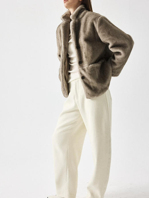 Running Closet｜短毛西装立领外套 [ 灰 仿皮草 ] 【LCM】 商品图3