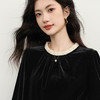 【12/03新品】熙世界鎏光复古丝绒衬衫女秋冬新款法式撞色荷叶边宽松假两件上衣 商品缩略图4