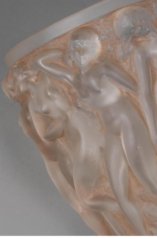 独角鹿西洋古董1927年法国出品「Bacchantes 酒神祭司」款橙色欧泊水晶花瓶 商品图6