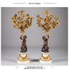 独角鹿西洋古董19世纪法国出品路易十六风格花卉主题铜鎏金雕饰大理石底座嵌青铜小天使多支烛台一对 商品缩略图0
