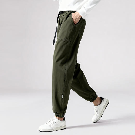 【100%棉】圣得西2025年男士冬季新款休闲裤中腰松紧宽松束脚裤 商品图10