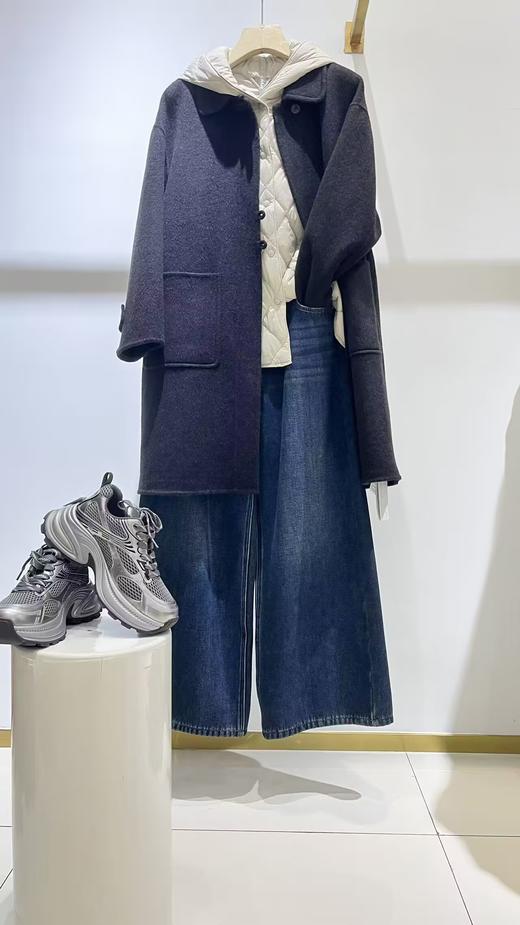 58J595时尚款双袋长款羊绒大衣 商品图2