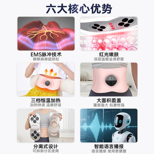 【坐享小蛮腰】YEELANE零动塑腰带LS31 红光嫩肤 3D环绕收腰 EMS脉冲技术 三档恒温加热 大面积覆盖 分离式设置 智能语音播报 25分钟智能定时 商品图3