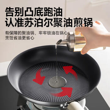 苏泊尔（SUPOR）煎锅有钛不粘平底锅煎牛排轻量聚油底不锈钢磁炉通用EJ28CBS01 商品图3