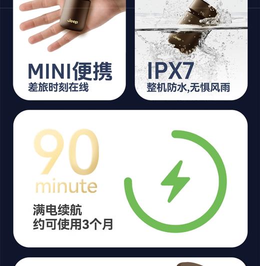 JEEP美国吉普智能剃须刀便携式 男士电动刮胡刀mini三刀头旋转式全身水洗感应剃须情人节礼物送 英雄限定礼盒装 商品图11