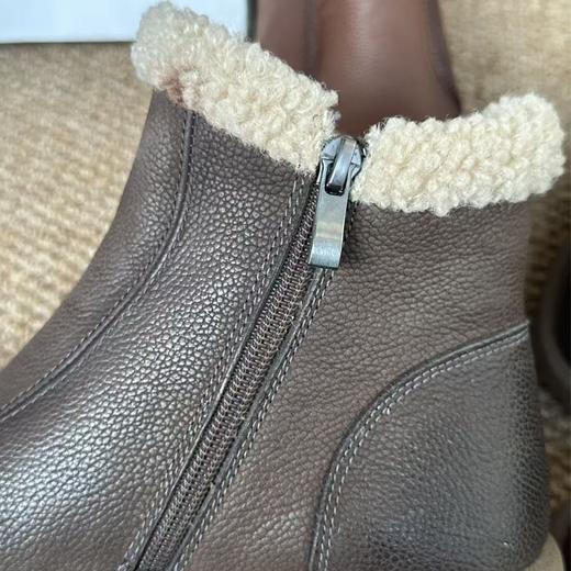 手工复古做旧雪地靴！2025小众设计加绒保暖棉靴女磨砂牛皮侧拉链棉鞋！ 商品图2