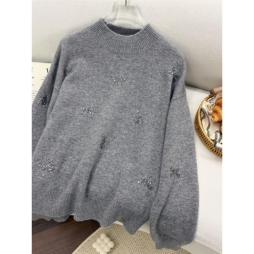 「高货rp」全新升级【铂金会员339/天猫459/差价120】(21259)洛诗琳重工蜻蜓刺绣羊毛衫2025秋冬新款加厚针织套头毛衣 商品图2