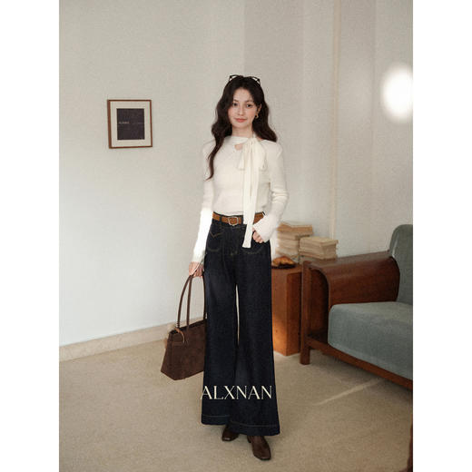 鹿向南「春起冬末」法式杏色针织衫女秋冬设计感修身显瘦打底毛衣 商品图2