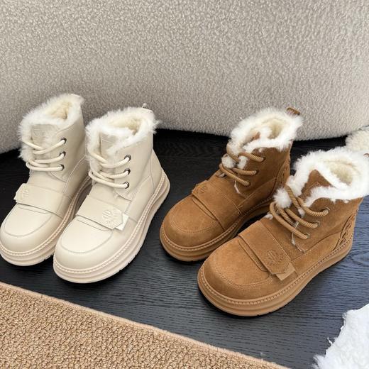 JEHURFIE纪华菲维尔雪山雪地靴 | 毛里内里、脚感柔软、保暖舒适、4cm厚底+魔术贴调节、舒适增高又方便穿脱、冬日户外百搭 商品图5