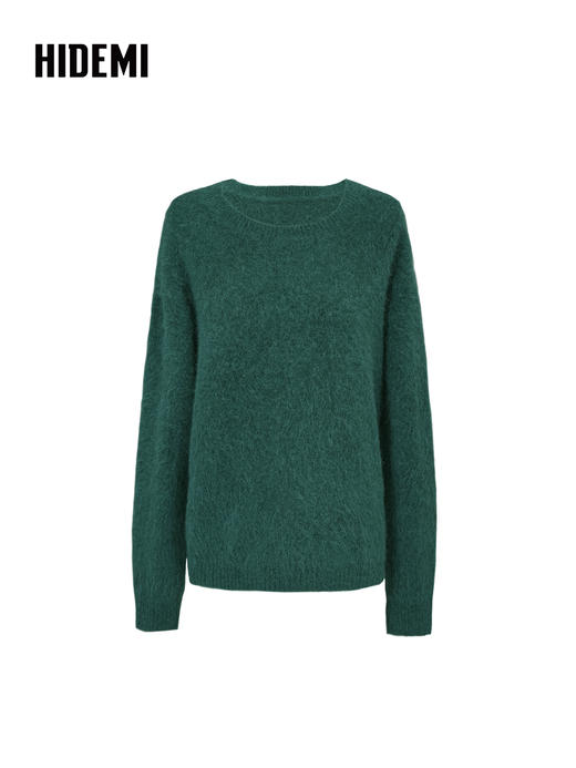 HIDEMI 进口alpaca羊驼毛长毛极简圆领廓形长袖大毛衣 商品图4