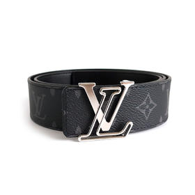 【全新】LV路易威登LV LINE 40毫米双面腰带M8404T男士经典黑色老花纹镂空银头双面腰带皮带男士261125AK02