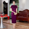 醋酸提花紫色妈妈婚宴旗袍女中式年轻修身2025新款喜婆婆礼服0635 商品缩略图2