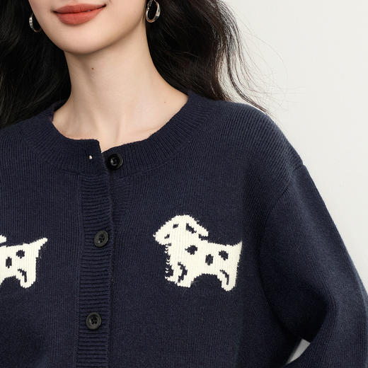 【年货节】熙世界「2/28支安迪绒」小狗毛衣短外套女秋冬小个子软糯针织开衫 商品图4