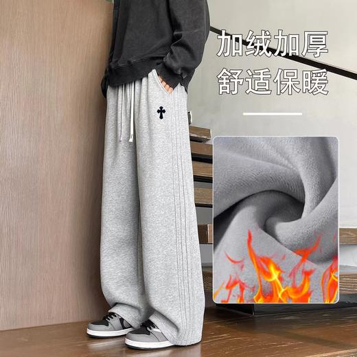 D120216加绒冬季潮流加绒宽松时尚运动男女情侣款卫裤 商品图6