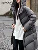 【 连帽立领】阿菁娜冬季新款显瘦中长款羽绒服连帽立领双倍暖直身剪裁松弛感高蓬松鸭绒F30D216022 商品缩略图1