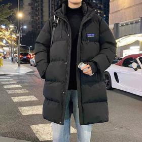 D120218冬季百搭种草款连帽加厚长款棉服外套男女闺蜜情侣款