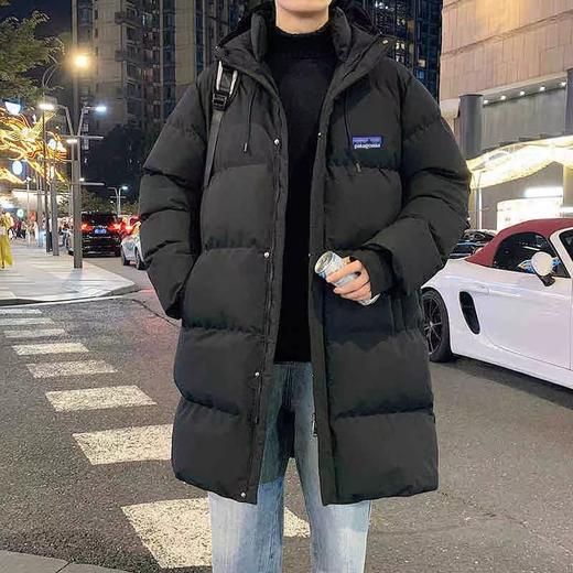 D120218冬季百搭种草款连帽加厚长款棉服外套男女闺蜜情侣款 商品图0