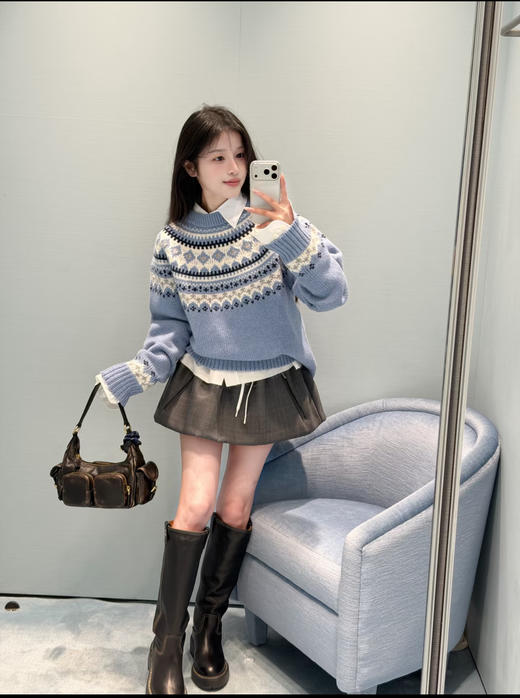 缪缪 baby蓝费尔岛毛衣(KX*MM) 商品图0