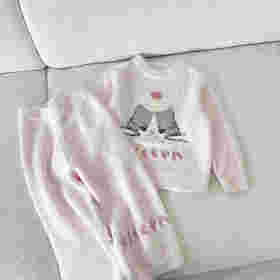 蕾蒂巴蒂【亲子款】BR乖乖狗冬款加厚半边绒儿童亲子装家居服 宝宝套头睡衣套装 保暖幼童大人大童男女童装