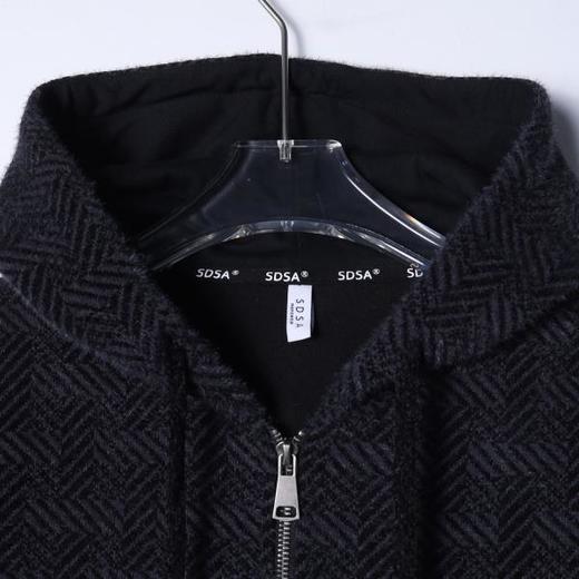 WT306SDSA男士秋冬新款痞帅男装潮牌撞色格子绒毛拉链连帽卫衣百搭时尚 商品图2