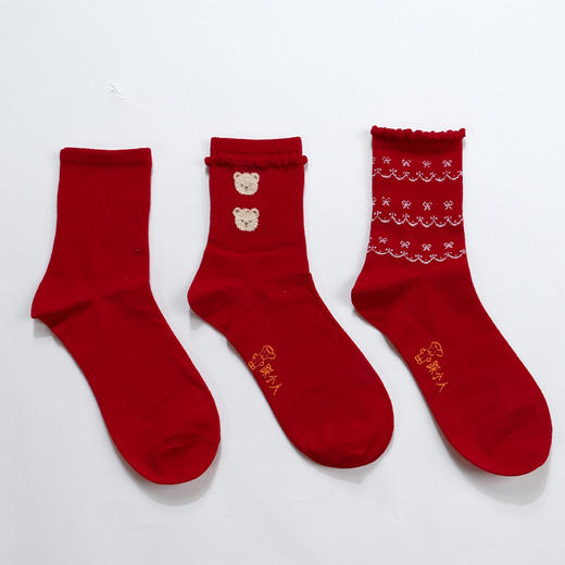 新年套盒-萌趣小熊红色堆堆袜-纪念日百货门店同款167793663 商品图4