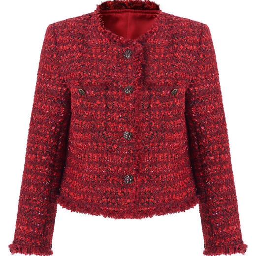 「高货wl」全新升级【铂金会员367/天猫499/差价132】(74353)洛诗琳亮丝花纱粗花呢小香风外套2025秋冬气质羊毛外套 商品图2