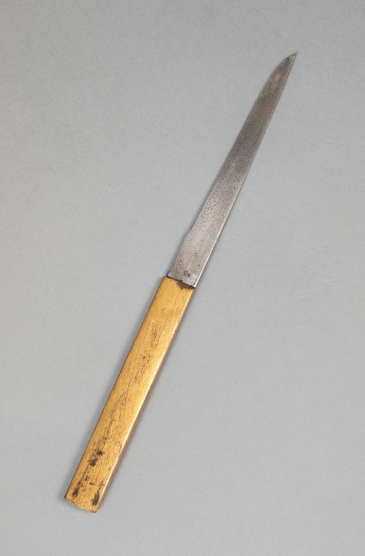 独角鹿西洋古董1603-1868年代日本江户时期出品东方瑞兽主题铜鎏金银精雕装饰漆木刀鞘及鲛皮手柄胁差 配小刃 商品图5