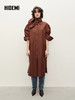 HIDEMI 棕红色廓形衬衫裙附送分体三角巾 商品缩略图0