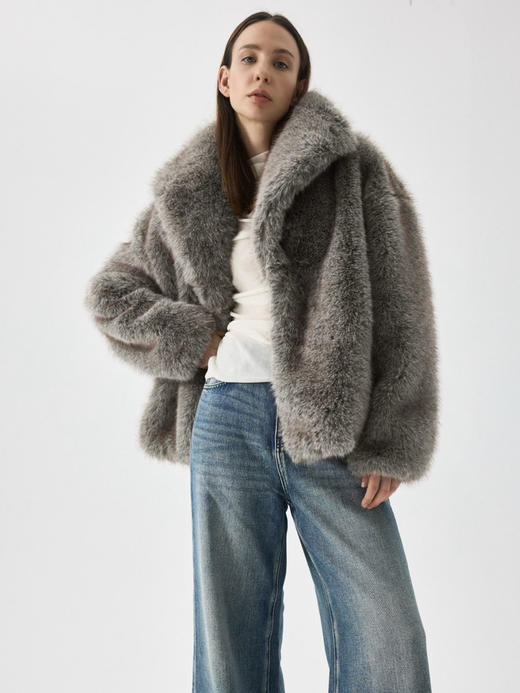 Running Closet｜仿貂毛外套 [ 灰 仿皮草 ] 【LCM】 商品图4