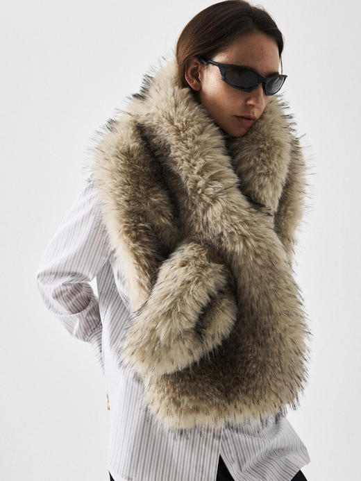 Running Closet｜环保毛大围巾 [ 米 / 黑 仿皮草 ] 【LCM】 商品图5