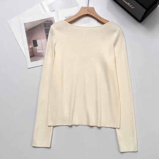 D120222冬季设计感蝴蝶结镂空针显瘦长袖针织衫女 商品图3