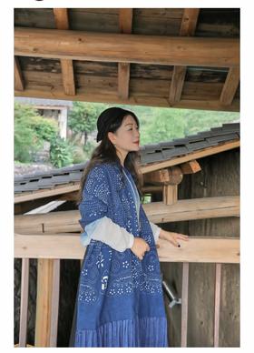 【林栖设计小店】东阳手工蓝染床旗披肩LX1122004【尺寸250*50】