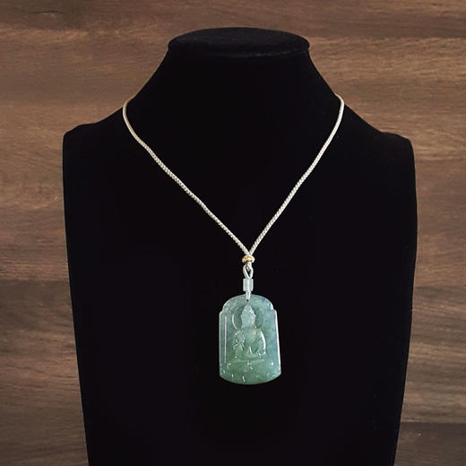 【天然正品】A货翡翠天然细腻冰种观音坐莲平安无事牌（平安安乐）翡翠吊坠项链48.4*32.7*5.3MM（皆取最大值）中性211125NJS13 特价 商品图8