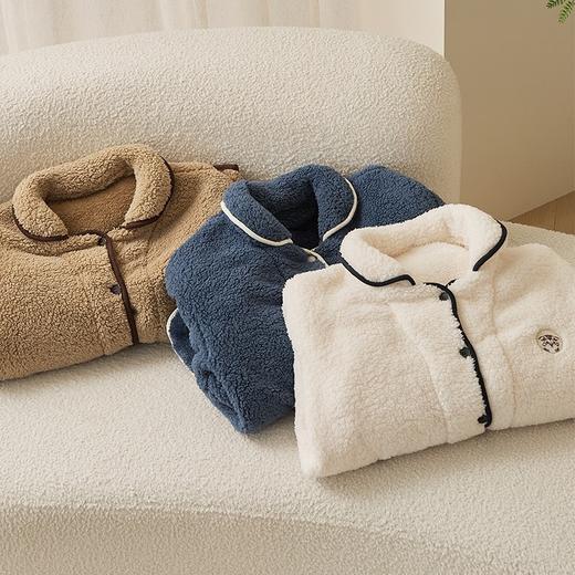 男女同款 珊瑚绒长袖长裤睡衣套装家居服 保暖亲肤 带手套三件套 商品图0