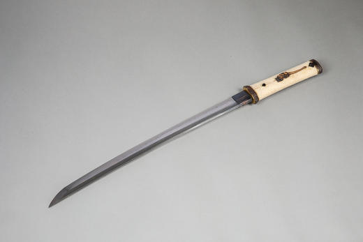 独角鹿西洋古董1603-1868年代日本江户时期出品东方瑞兽主题铜鎏金银精雕装饰漆木刀鞘及鲛皮手柄胁差 配小刃 商品图3