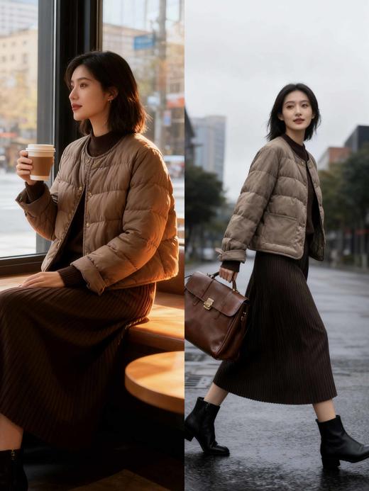 586112小香羊皮绒鹅绒服 商品图3