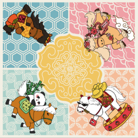 【天星潮玩店】天星小马团真丝方巾